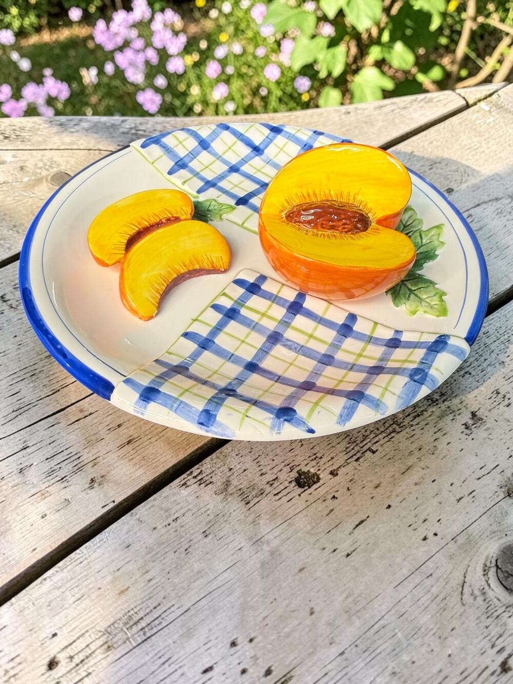 Vintage Bella Casa Ganz 3D Peach Wall Plate Fruit Kitchen Decor 8.5"